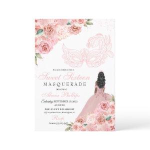 Blush Pink Floral Masquerade Sweet 16
