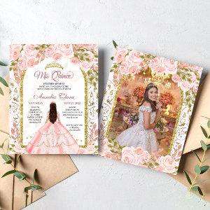 Blush Pink Floral Princess Arch Photo Quinceanera