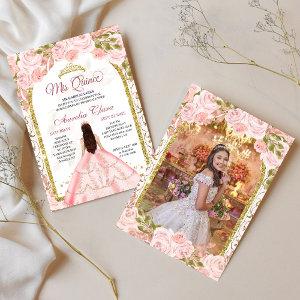 Blush Pink Floral Princess Arch Photo Quinceanera