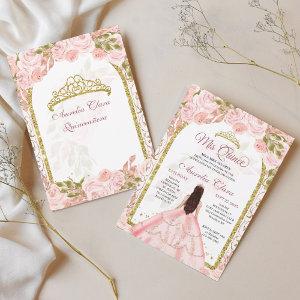 Blush Pink Floral Princess Gold Arch Quinceanera I