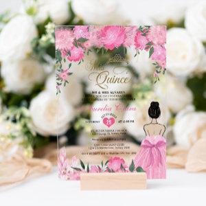 Blush Pink Floral Princess Mis Quince Quinceañera Acrylic