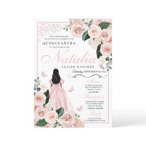 Blush Pink Floral Princess Quinceanera