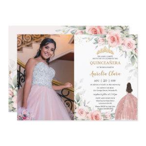 Blush Pink Floral Princess Rose Gold Quinceañera