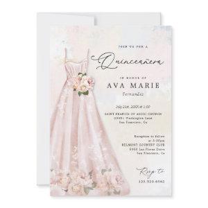 Blush Pink Floral Quinceañera Birthday Photo