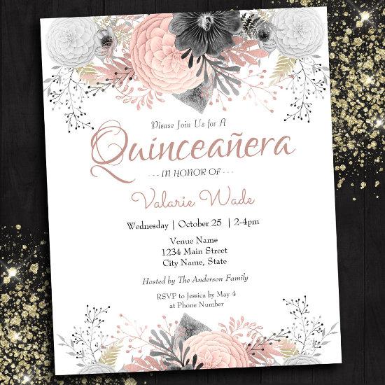 Blush Pink Floral Quinceanera Budget