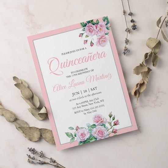 Blush Pink Floral Quinceanera Celebration