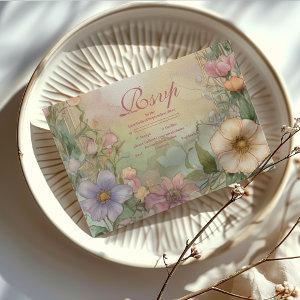 Blush Pink Floral Quinceanera Celebration RSVP Card
