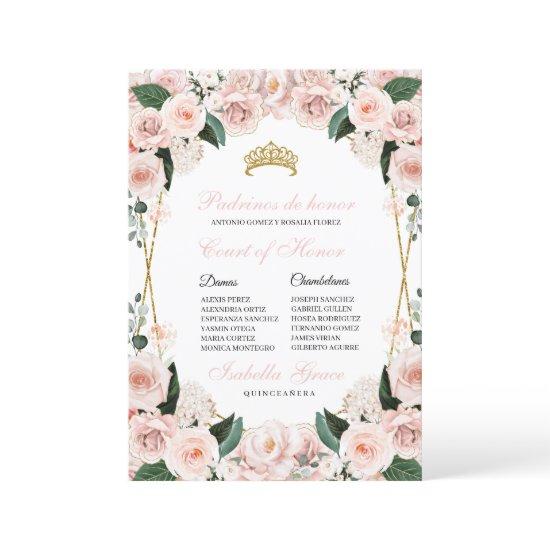 Blush Pink Floral Quinceanera Court of Honor
