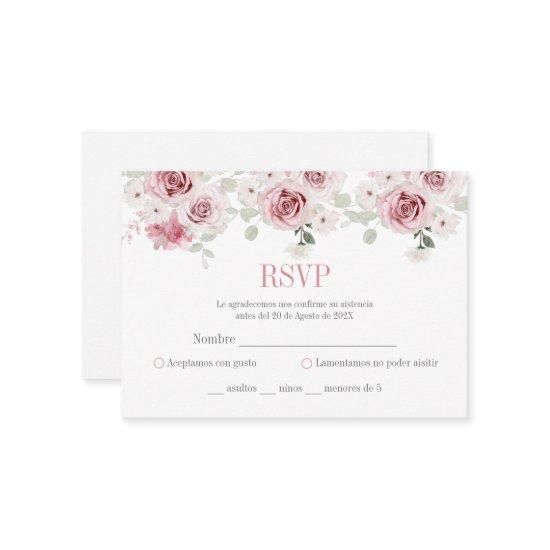 Blush Pink Floral Quinceañera Enclosure Card