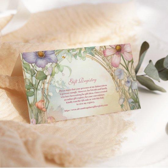 Blush Pink Floral Quinceanera Gift Registration Enclosure Card