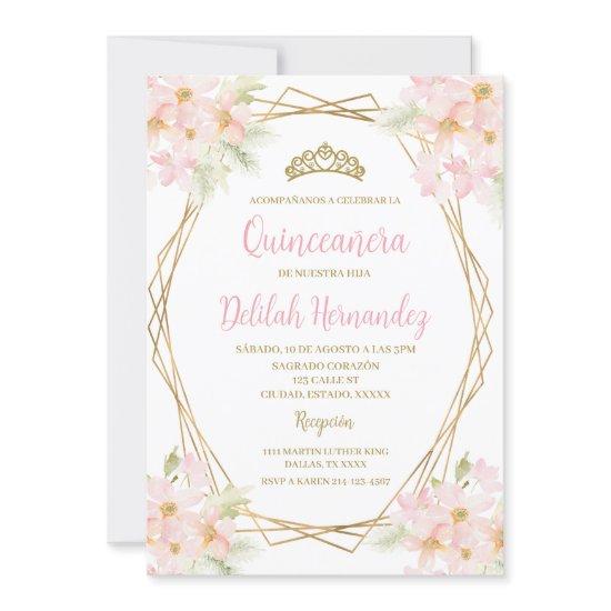 Blush pink floral quinceañera