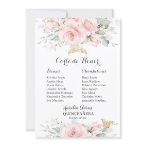 Blush Pink Floral QUINCEAÑERA Padrinos Damas Card