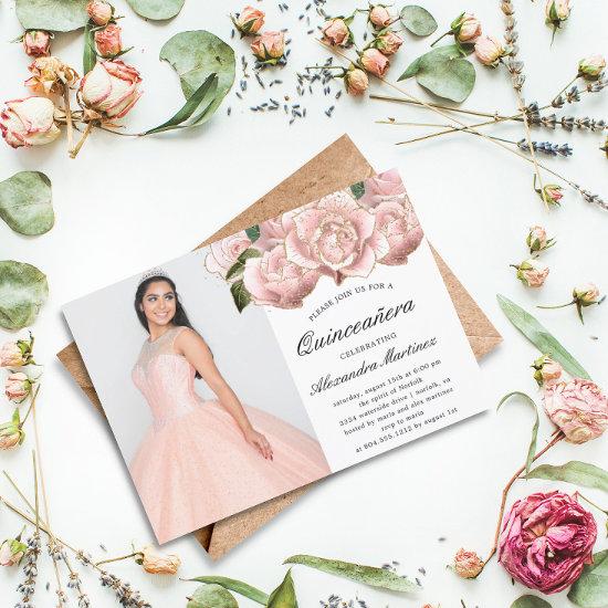 Blush Pink Floral Quinceanera Photo
