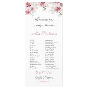 Blush Pink Floral Quinceañera Program