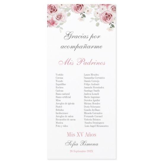 Blush Pink Floral Quinceañera Program