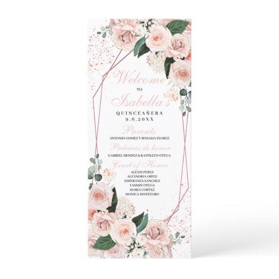 Blush Pink Floral Quinceanera Program