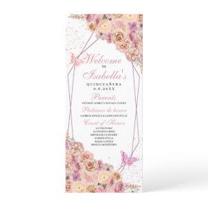 Blush Pink Floral Quinceanera Program