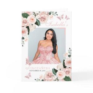 Blush Pink Floral Quinceanera Tiara Butterflies Program