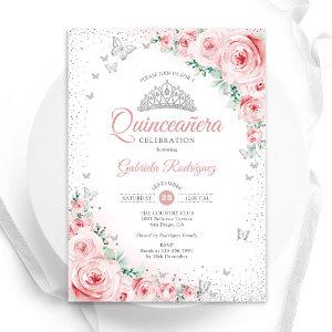 Blush Pink Floral Watercolor Roses Quinceanera