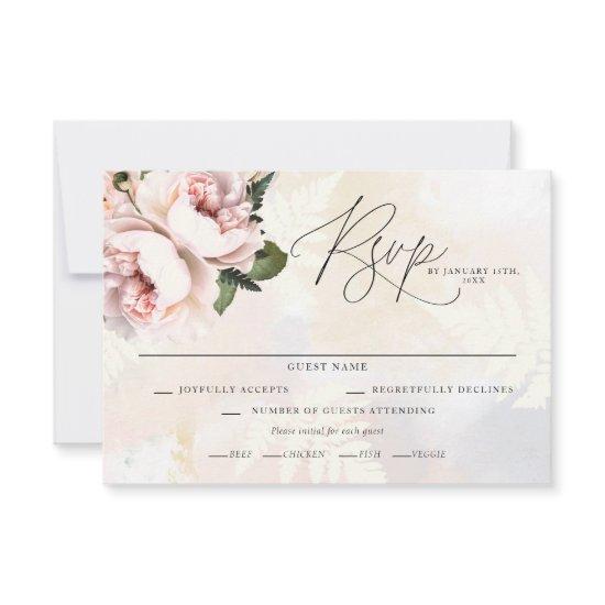 Blush Pink Floral Wedding RSVP Cards