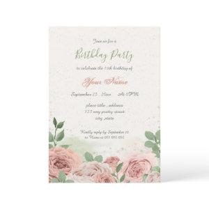 blush pink flowers green leaves birthday