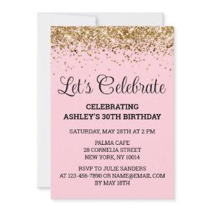 Blush Pink Glitter 30th Birthday Let's Celebrate