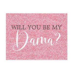 Blush Pink Glitter Quinceanera Dama Proposal  Postcard