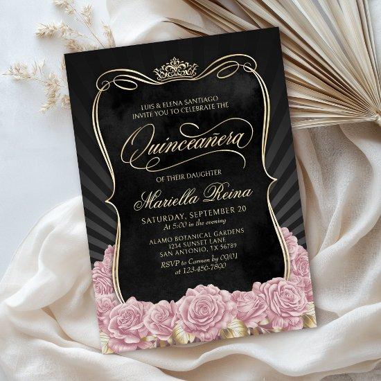 Blush Pink Gold Black Quinceañera