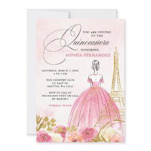 Blush Pink Gold Eiffel Tower Paris Quinceañera
