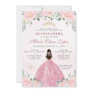 Blush Pink Gold Floral Princess Tiara Quinceañera