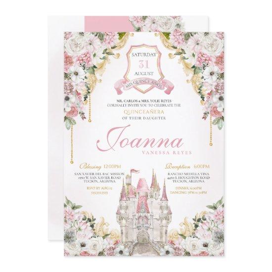 Blush Pink Gold Royal Castle Princess Quinceanera