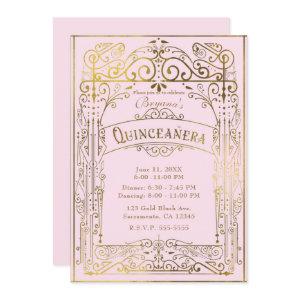 Blush Pink Gold Vintage Victorian Deco Quinceañera