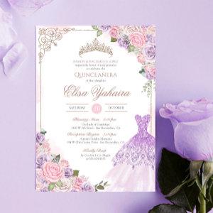 Blush Pink Lavender Purple Elegant Quinceanera