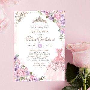 Blush Pink Lavender Purple Elegant Quinceanera
