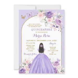 Blush Pink Lilac Floral Princess Quinceañera