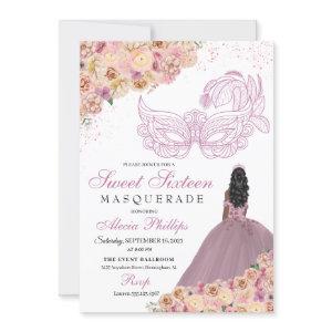 Blush Pink Peach Floral Masquerade Birthday