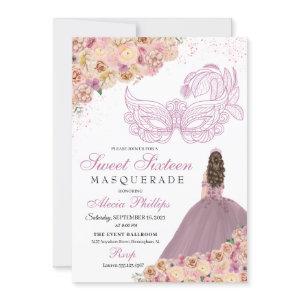 Blush Pink Peach Floral Masquerade Birthday