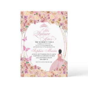 Blush Pink Peach Floral Quinceanera Birthday