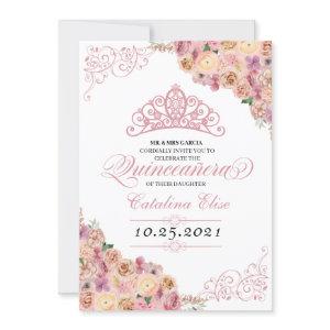 Blush Pink Peach Floral Quinceanera Birthday