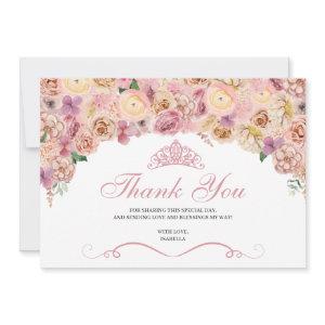 Blush Pink Peach Floral Quinceanera Thank You
