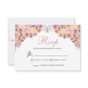 Blush Pink Peach Floral RSVP Enclosure Card