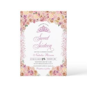 Blush Pink Peach Floral Sweet Sixteen Birthday