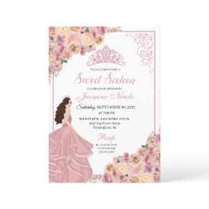 Blush Pink Peach Floral Sweet Sixteen Birthday