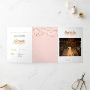 Blush Pink Photo Quinceanera Tri-Fold
