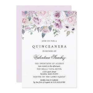 Blush Pink Purple Watercolor Floral Quinceanera