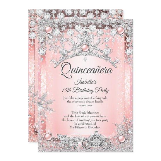 Blush Pink Quinceanera 15th Winter Carriage