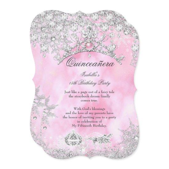 Blush pink Quinceanera 15th Winter Wonderland