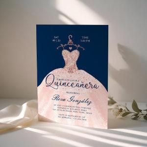 Blush Pink Quinceañera Roya Gown Navy Blue