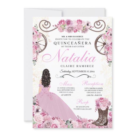 Blush Pink Ranchero Princess Dress Quinceanera