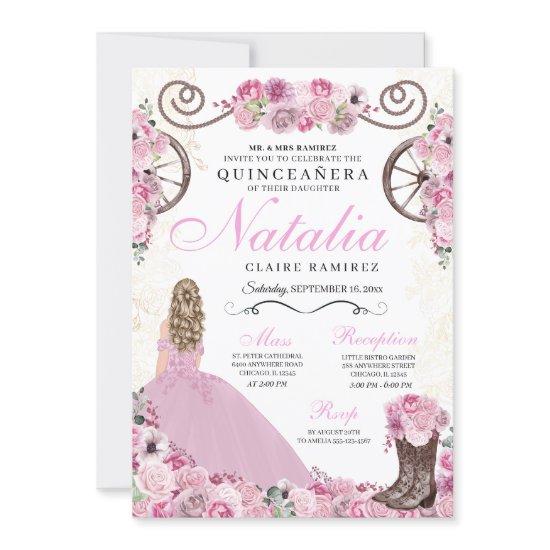 Blush Pink Ranchero Princess Dress Quinceanera